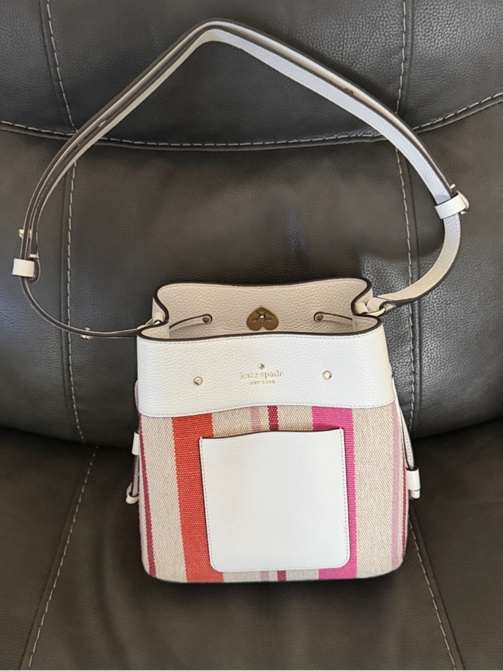 Kate Spade New York Marti White Leather Mini Bucket Bag